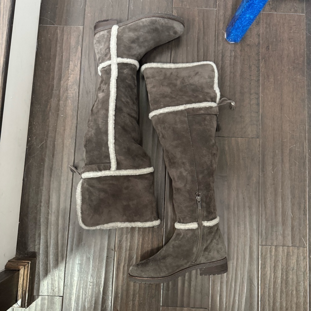 FRYE Tamara Over The Knee Shearling Suede Riding Snow Boots 5.5 - Picture 6 of 10